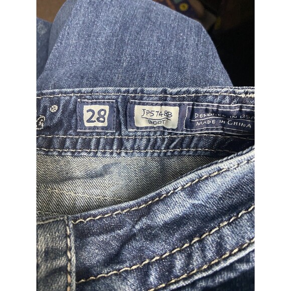 Miss Me Jeans Size 28 Blue Bling Western Rockabilly JP5748b Bootcut Low Rise - Picture 8 of 11